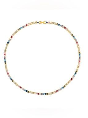 Sahira Gold Multicolor Tennis Necklace